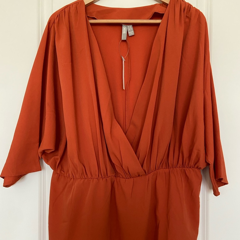 ASOS Rust/Terracotta V-Neck Blouse